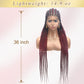 Alebery 36" Full Lace Braided Wigs for Black Women Jumbo Box Braids Lace Front Wig with Baby Hair Lightweight Synthetic Lace Frontal Black Cornrow Twisted Wigs (Burgundy Mixed Black)