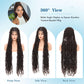 Olymei Faux Locs Braided Wigs Square Knotless Braided Wigs for Women Premium Synthetic Lace Front Locs Braid Wig with Baby Hair Full Double Lace Front Braided Wigs 40" Brown