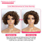 Rebecca Fashion Short Curly Human Hair Wigs for Black Women Side Part Cute Curly Bob Wig Brazilian Remy Non Lace Glueless Wigs Natural Looking Highlight Brown Blonde Color