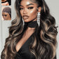 Sunber Butterscotch Highlights Brown with Free Face Framing Bangs Wig Pre Cut 7x5 Bye Bye Knots Lace Loose Wave Glueless Wigs 150% Density Pre Plucked Pre Bleached Knots 150% Density 24Inch Put On Wig