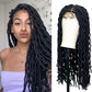 Janyuwool 36" Faux Locs Knotless Braided Wigs Dreadlock Full Double Lace Braid Wig Lace Front Braided Wig for Black Women Human Hair Blended Braids Wig with Baby Hair (Black)