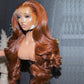SISIFIRE Ginger Orange Wavy Lace Front Wigs for Women Orange Body Wave Synthetic Lace Front Wigs with Baby Hair Pre Plucked Hairline Glueless Lace Front Wig