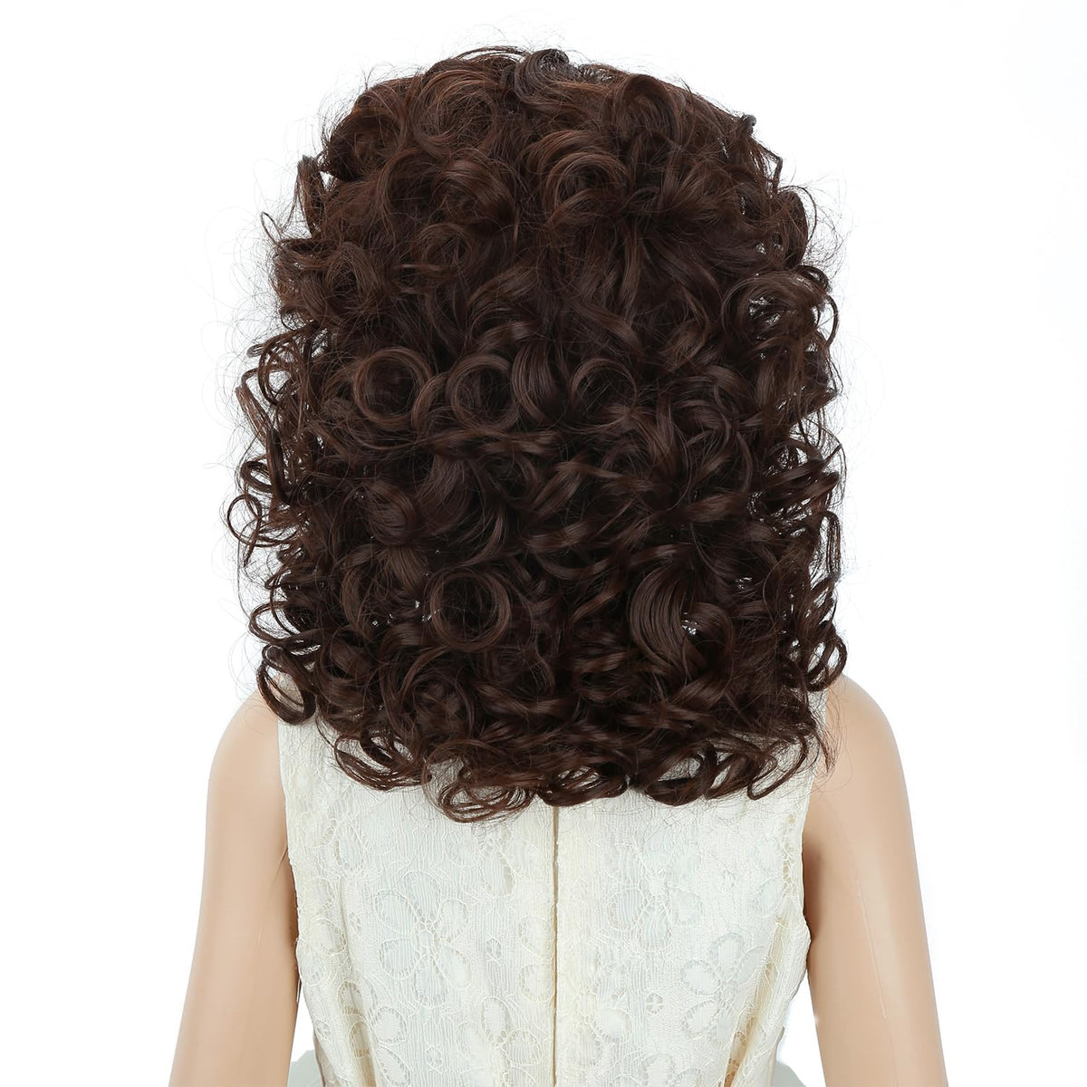 PATTNIUM Brown Short Curly Wig for Girls Kids Shoulder Length Brown Curly Synthetic Wig with Wig Cap Halloween Cosplay Costume Party Daily Wig