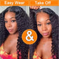 WPPIKK Wear and Go Glueless Wigs Human Hair Pre Plucked Pre Cut Brazilian Deep Wave Lace Front Wigs Human Hair 4x4 Lace Closure Wig for 4x4 Lace Black Color Women Glueless (30 Inch)
