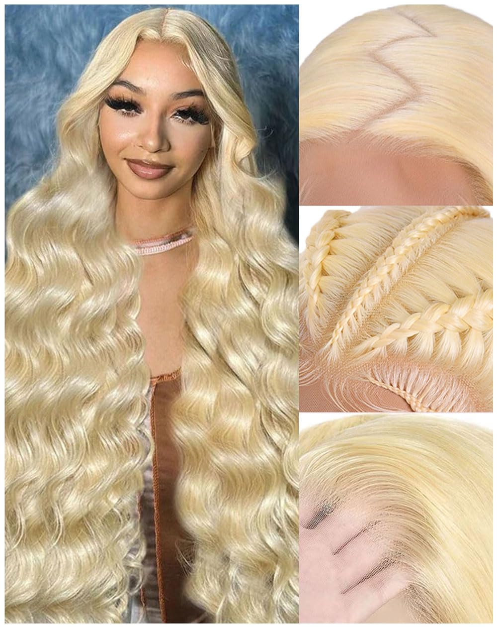 Femca 36 Inch 613 13x6 Lace Front Wig Human Hair Blonde Wig Human Hair 200 Density 613 Transparent Body Wave Lace Front Wigs Human Hair Minimal Shedding Longer Life No Tangle