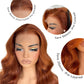 BlackSwern 13x6 HD Glueless Lace Frontal Wigs Pre-Plucked, 200 Density Ginger Similar Human Hair Synthetic Long Body Wave Lace Front Wig Ready to Wear, 26inch #Ginger