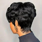 QiaQiaRing Chic Elegent Pixie Cut Wigs for Black Women Natural 1B Color Short Layered Pixie Cut Human Hair Wigs For Women Glueless Brazilian Virgin Human Hair (natural black)
