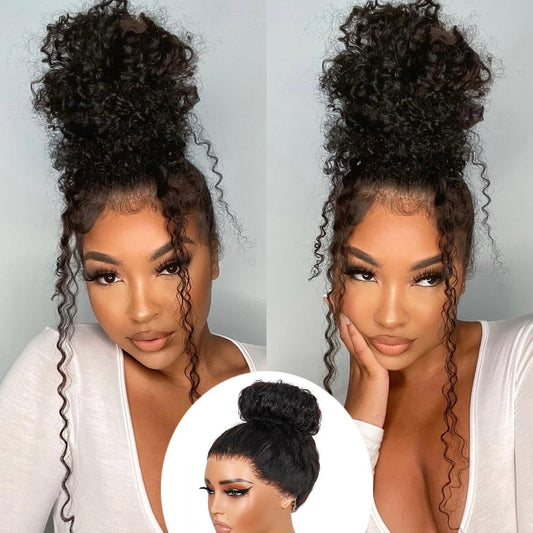 Hidden Strap 360 Full Lace Front Wigs Human Hair Invisible Strap Pre Plucked Bleached Konts Pre Cut Lace Deep Wave HD Lace Frontal Wig with Drawstring Natural Hairline 360 Glueless Wigs(18inch)