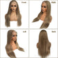 13x6 Ombre Lace Front Wigs Human Hair for Women Light Brown to Brown with Ash Blonde Highlights HD Straight Lace Closure Wig Glueless Remy Brazilian Virgin Hair 18 Inch Pre Plucked Bleached Knots