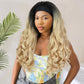 Quantum Love Yaki Curly Headband Wigs for Black Women Kinky Straight Ombre Blonde Headband Curly Ends Synthetic Wear and Go Glueless half Wig with Headbands Attached
