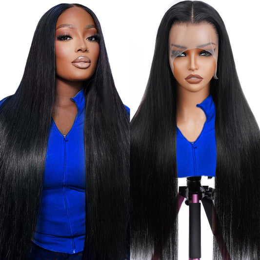CabeDuck 22 Inch Straight Lace Front Wigs Human Hair Wigs Pre Plucked 13x4 HD Frontal Lace Straight Wigs Human Hair for Women Natural color