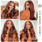 Reddish Brown Lace Front Wigs Human Hair Pre Plucked 200% Density Body Wave Auburn Colored Human Hair Wig 13x4 HD Lace Front Wigs Human Hair For Women Lace Frontal Wig 24 inch