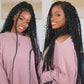 SUPERNOVA Knotless Boho Box Braided Wigs For Black Women 36inch Square Knotless Full Lace Box Braid Wig Goddess Braided Wig With Baby Hair Bohemian Curly Ends Synthetic Boho Braids Wig (36 Inch)