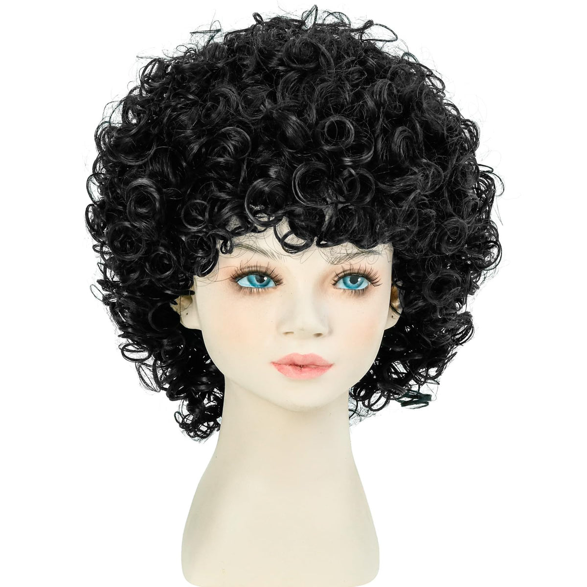 incohair Kids Wig 70s 80s Short Curly Black Wig for Girl and Boy Rock Cosplay Costume Hair Soft Breathable Synthetic Fibers Daily Fashion Party Wig Unisex