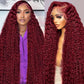 GARAXIS 250% Density 40 Inch 99J Burgundy 13X6 Deep Wave Lace Front Wigs Human Hair Wet and Wavy HD Lace Front Wig Pre Plucked 100% Real Human Hair No Tangle No Shedding Triple Lifespan 3X