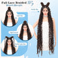 Olymei 48" Super Long Faux Locs Braided Wig Butterfly Knotless Locs Braided Wigs for Women Full Double Lace Front Braided Wigs with Baby Hair Premium Synthetic Lace Frontal Braids Wig Brown