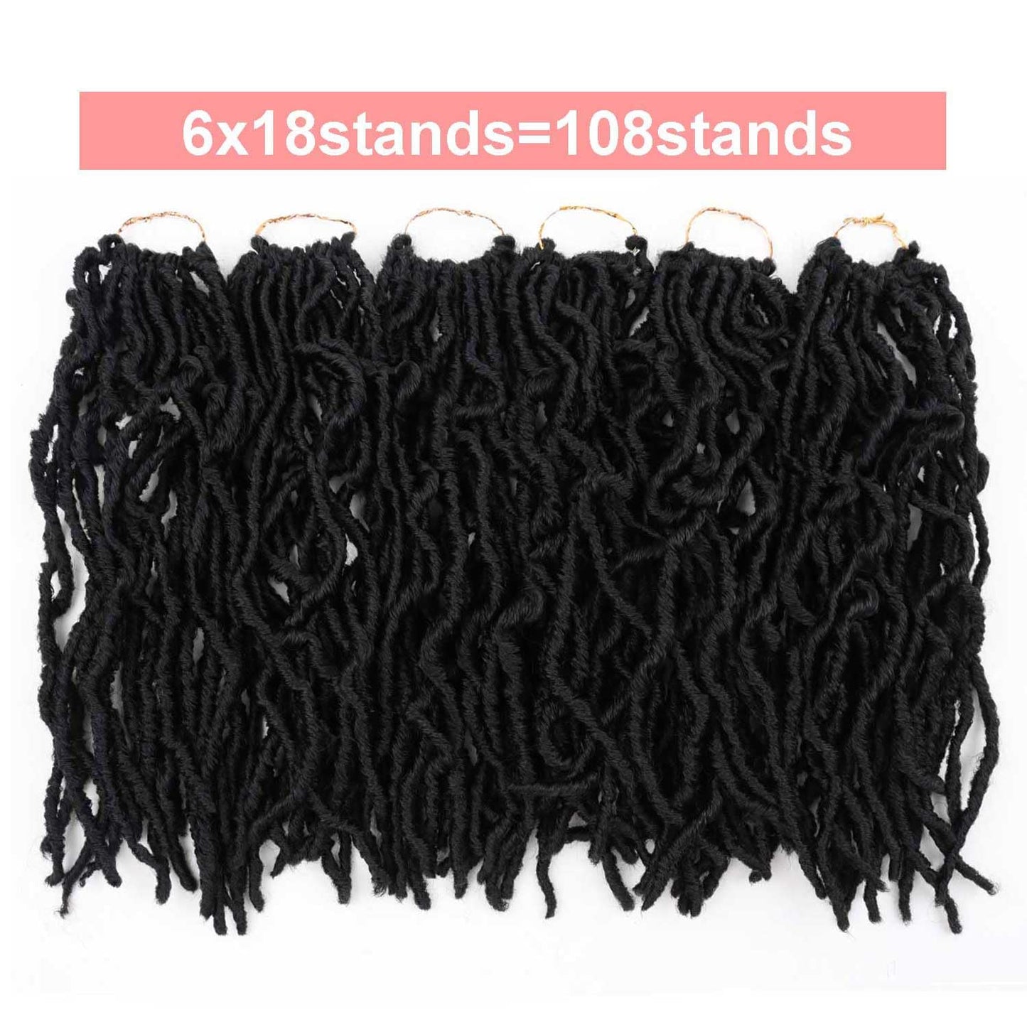 6 Packs Soft Locs Crochet Hair Pre Looped Faux Locs Crochet Braids Goddess Locs Dreadlocs Synthetic Hair For Black Women (1B, 12 Inch (Pack of 6))
