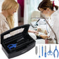 Gusnilo Nail Tool Sterilizer Box Plastic Disinfectant Container Barbicide Disinfectant Tray for Nail Tools, Tweezers, Hair Salon, Spa and Trimmer Manicure Equipment (Clear Lid, black)