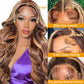 Dewyigs Highlight Ombre Lace Front Wig Human Hair 24 Inch Body Wave Honey Blonde Glueless HD Transparent Lace Frontal Wigs for Women 13X4 Human Hair Pre Plucked with Baby Hair