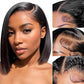 YFOXI Bob Wig Human Hair 13x4 HD Lace Front Wigs Human Hair Pre Plucked Glueless Bob Wigs for Black Women Straight Bob Lace Frontal Human Hair Wigs Natural Color（10 Inch）