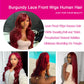 QZOQZO 99J Burgundy Lace Front Wigs Human Hair 13x6 HD Transparent Body Wave Lace Front Wigs Pre Plucked 99j Burgundy Red Wine Glueless Human Hair Wigs for Women Reddish Brown 180% Density 34 Inch