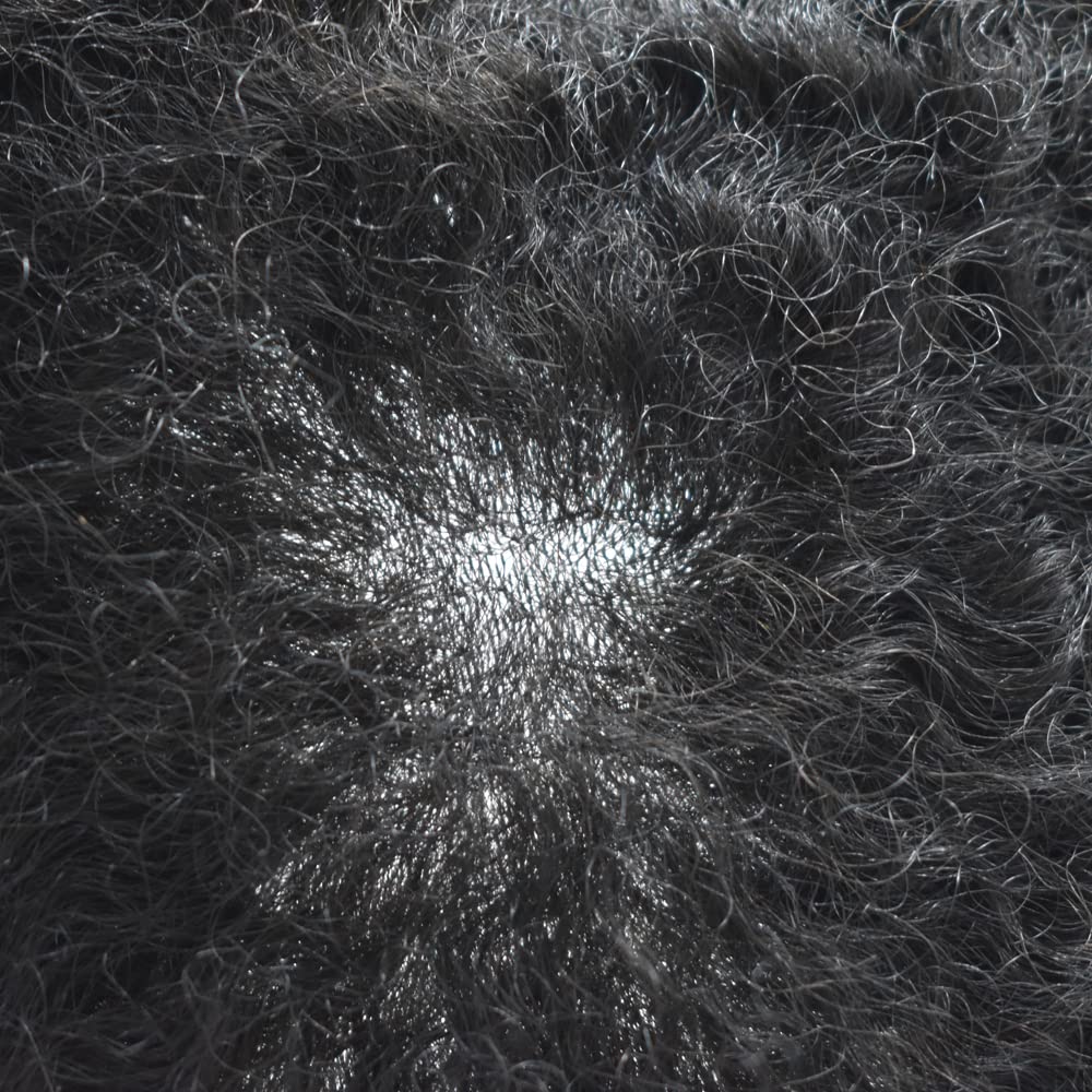 LYRICAL HAIR Hair Uints for Black Men Kinky Curly Human Hair Full Poly Wave Hairpieces Afro Toupee African American Black Men (1B# Off Black, 10MM Afro Wave)