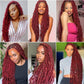 ANNISOUL Burgundy Full Lace Faux Locs Braided Wig Curly Hair Hand-braided Synthetic Crochet Braids with Baby Hair 32Inch Full Double Lace Synthetic Curly Crochet Locs Twist Wigs for Black Women