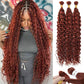 Dark Ginger Human Braiding Hair Water Wave Bulk Human Hair 150g 24 Inch Color 350 Curly Human Hair for Boho Braids Hair Extensions No Weft 3 Braids Per Pack Wet and Wavy Human Hair Braiding Hair