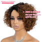 Rebecca Fashion Short Curly Human Hair Wigs for Black Women Cute Curly Bob Wig Side Part Non Lace Glueless Wigs Brazilian Remy Natural Looking Ombre Natural Color to Honey Brown