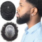 Blayzehair Afro Toupee for Black Men Kinky Curly Brazilian Human Hair Piece African American Wavy Hairpiece Full Poly Thin Skin PU Replacement System(8x10-120% Density,#1 Jet Black-8MM Wave)
