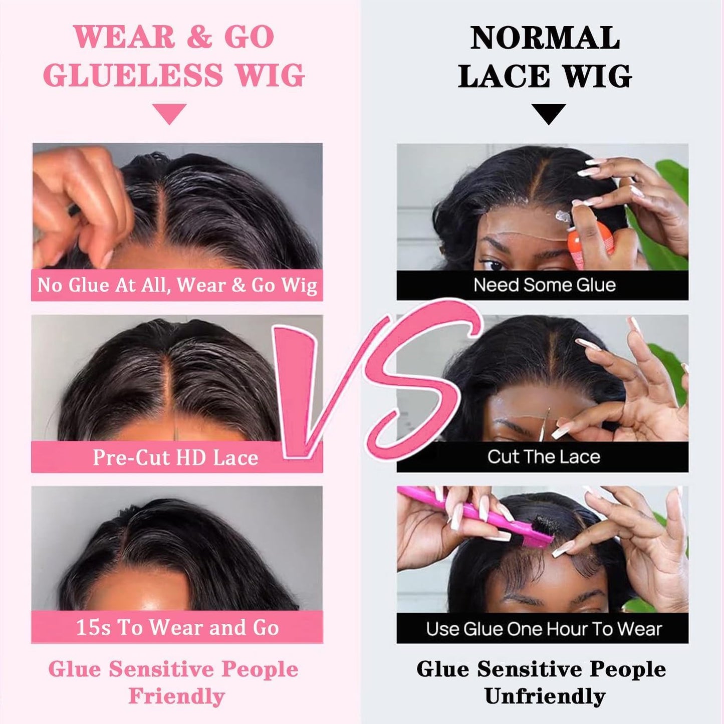 BLOCKICE Glueless Bob Wigs Human Hair Pre Plucked Body Wave Wear and Go Glueless Wig Lace Pre Cut 4x4 Lace Closure New Upgraded No Glue Wigs for Black Women Human Hair Natural Hairline 12 Inch