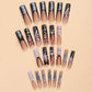 RTKHFZE Extra Long Press on Nails Square Black and Nude Fake Nails with Design,Holiday Press on Nails Hot Girls False Nails 24pcs