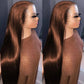 VIPPRETTY 28 Inch Chocolate Brown Lace Front Wigs Synthetic Hair Pre Plucked 13x6 Straight Lace Front Wigs Synthetic Hair 180% Density Colored #4 Light Brown Glueless Wig