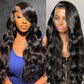 18 Inch 13x4 Body Wave Lace Front Wigs Human Hair 200 Density HD Lace Front Wigs Human Hair Pre Plucked Brazilian Virgin Wigs Human Hair for Women Glueless Lace Frontal Wig Natural Black Body Wave Wig