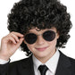 incohair Kids Wig 70s 80s Short Curly Black Wig for Girl and Boy Rock Cosplay Costume Hair Soft Breathable Synthetic Fibers Daily Fashion Party Wig Unisex