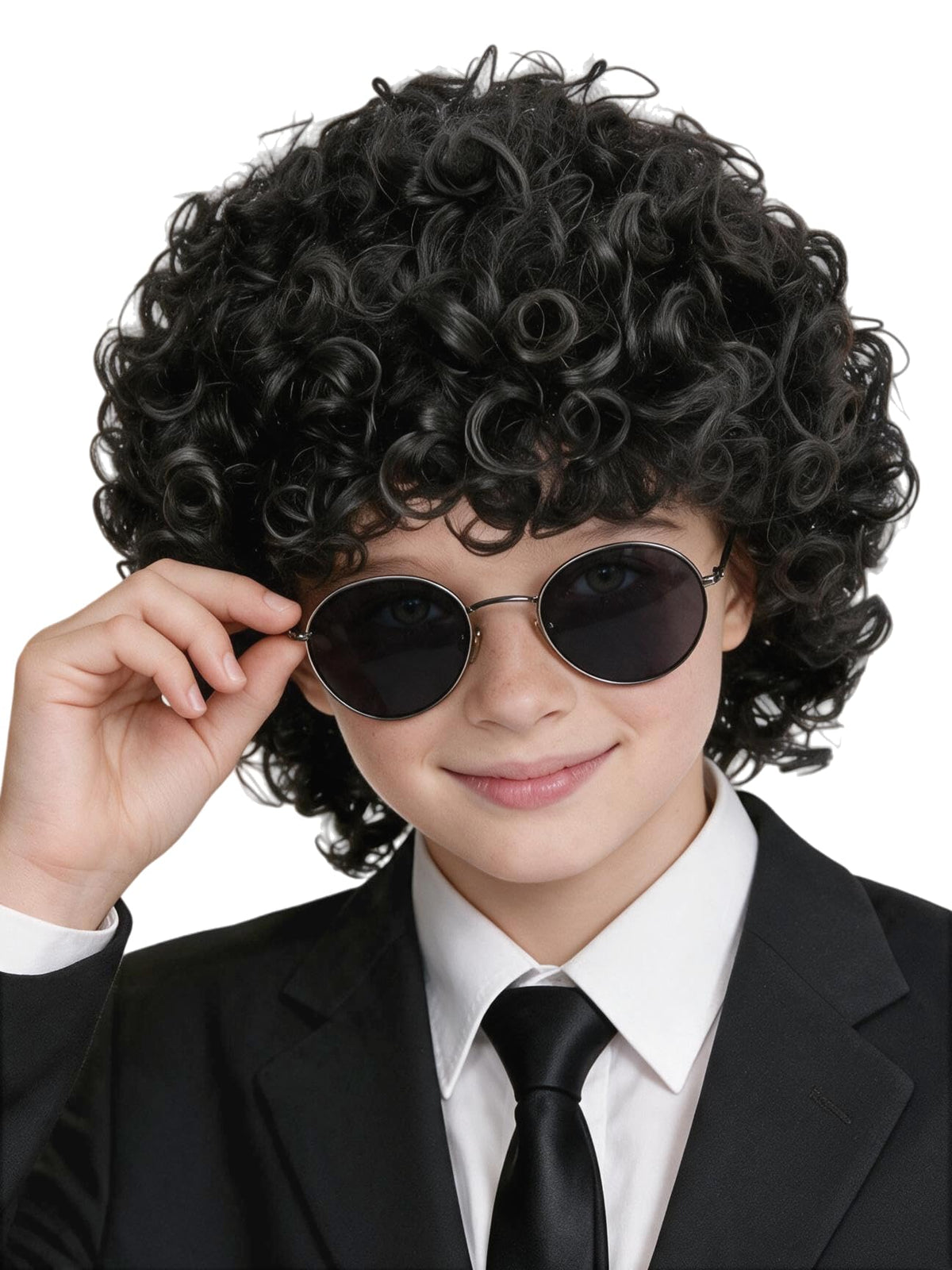 incohair Kids Wig 70s 80s Short Curly Black Wig for Girl and Boy Rock Cosplay Costume Hair Soft Breathable Synthetic Fibers Daily Fashion Party Wig Unisex