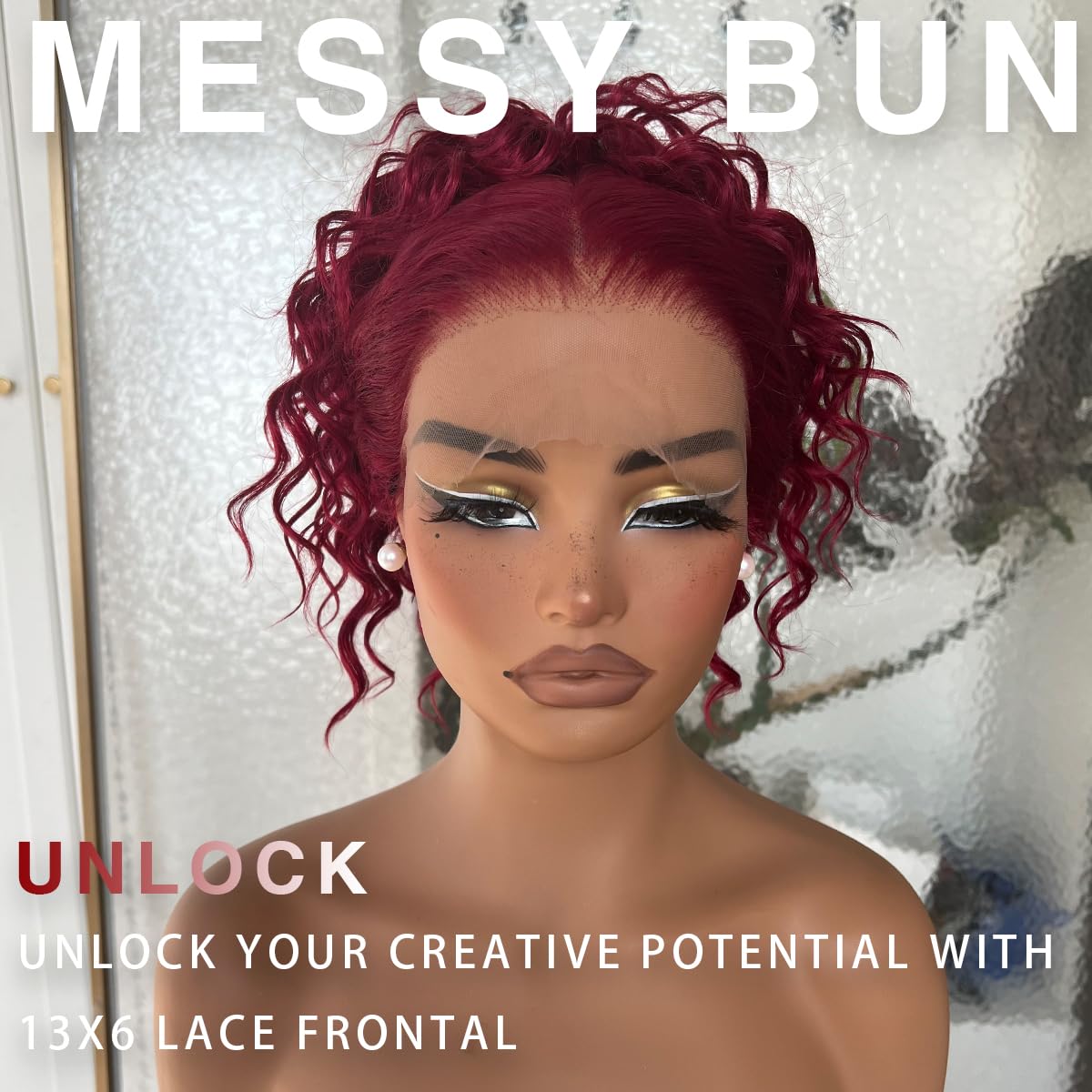 26Inch 99j Burgundy Deep Curly Lace Front Wig for Black Women, 13x6 HD Glueless Curly Lace Front Wigs Pre-Plucked, 200 Density Similar Human Hair Synthetic Lace Frontal Wig, 26 inch #Burgundy
