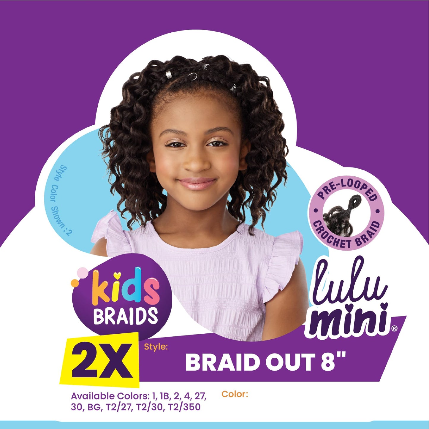 Sensationnel Lulumini crochet kids braids - 2x braid out 8 inch flame safe synthetic braiding hair (4 MEDBROWN)