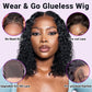 UCUVIC Glueless Wigs Human Hair Pre Plucked Pre Cut Wear And Go Curly 5x5 Water Wave Bob Wig Human Hair Lace Front Closure Wigs For Black Women 200 Density Curly Wig Glueless Wear And Go Black 14 Inch