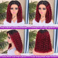 UCUVIC Glueless Wigs Human Hair Pre Plucked Pre Cut Wear And Go Curly 5x5 Deep Wave Bob Wig Human Hair Lace Front Closure Wigs For Black Women 200 Density Curly Wig Glueless Ombre Burgundy 14 Inch