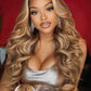 KLAIYI Wear And Go Glueless Wig Bye Bye Knots 13x4 Precut Lace Front Wigs Human Hair Ombre Highlight Blonde Body Wave Wig Pre Bleached Pre Everything Pre Plucked with Baby Hair 3S Ready to Wear 26Inch