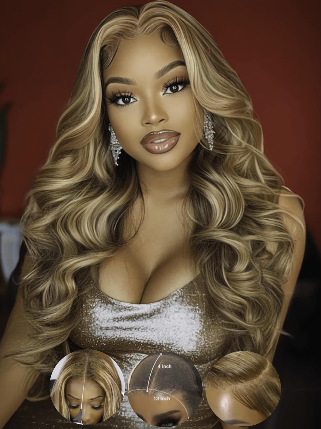 KLAIYI Wear And Go Glueless Wig Bye Bye Knots 13x4 Precut Lace Front Wigs Human Hair Ombre Highlight Blonde Body Wave Wig Pre Bleached Pre Everything Pre Plucked with Baby Hair 3S Ready to Wear 26Inch