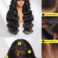 Sunber Bye Bye Knots 7x5 Lace Front Glueless Fluffy Natural Loose Wave Curtain Bangs Wig 180% Density Human Hair Wigs Pre Plucked Invisible Knots Pre Everything 3S Ready to Wear 20Inch