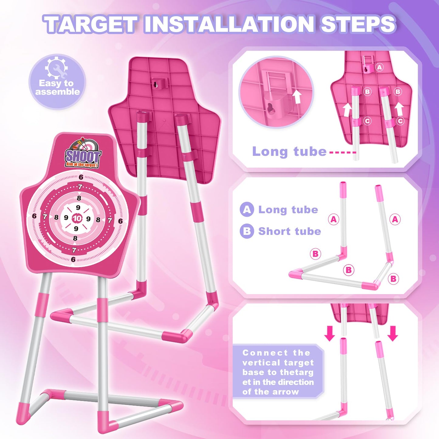 Bow and Arrow Toys for 5 6 7 8 9 10 Years Olds Girls, Archery Set includes 2 Super Bow with LED Lights, 20 Suction Cups Arrows,Archery Set with Standing Target,3 Target Cans,Gift for Kids