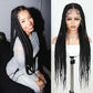 WIGER 360 Full Lace Braided Wigs for Black Women, 34 Inch Transparent HD Lace, Single-layer Jumbo Braids, 22 Handmade Braids, Natural Black Synthetic Lace Front Hair Wig