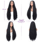 Boho Braided Wigs for Black Women Knotless Box Braids Wig with Curly Ends Double Full Lace Synthetic Glueless Braided Wigs with Baby Hair for Woman Natural Black 32 Inch