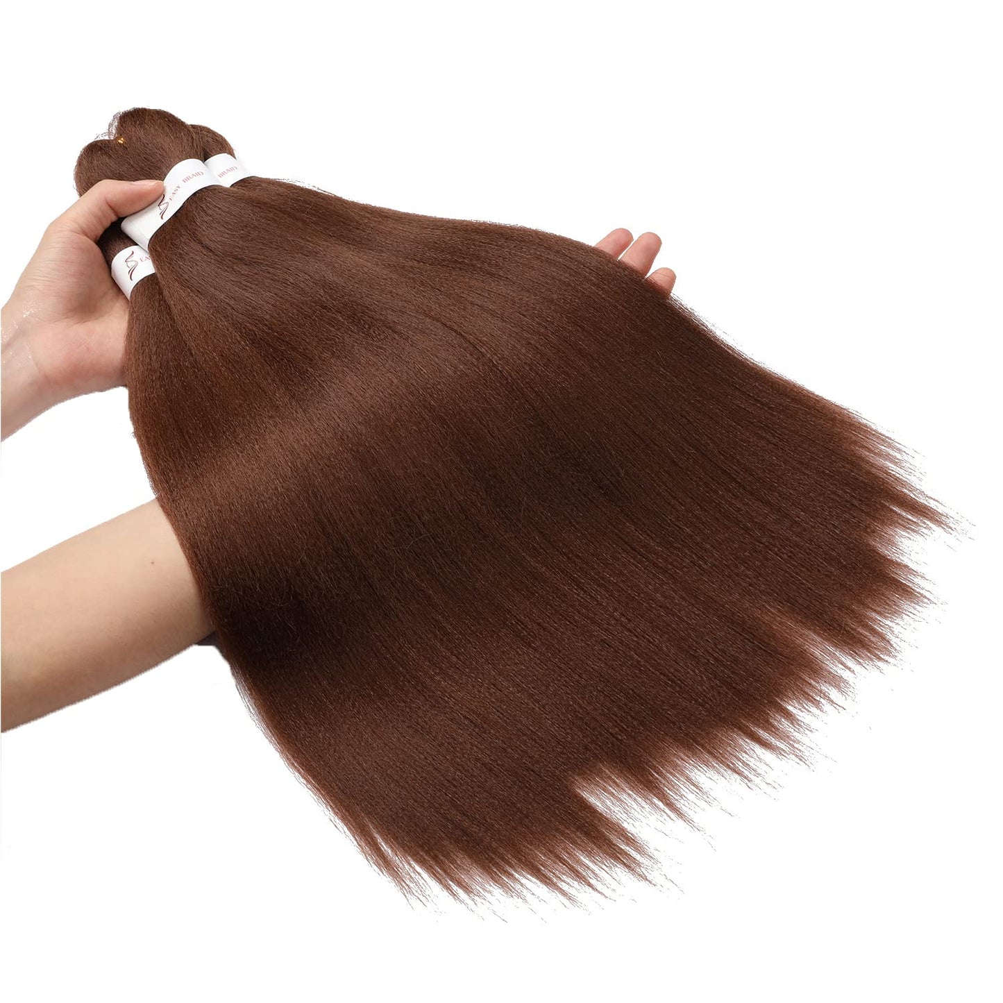 Ubeleco Brown Braiding Hair Pre Stretched 20 Inch 8 Packs Color 30 Braiding Hair Auburn Soft Yaki Texture, No Itch, Hot Water Setting Synthetic Hair Extensions For Braids(20in,30#)