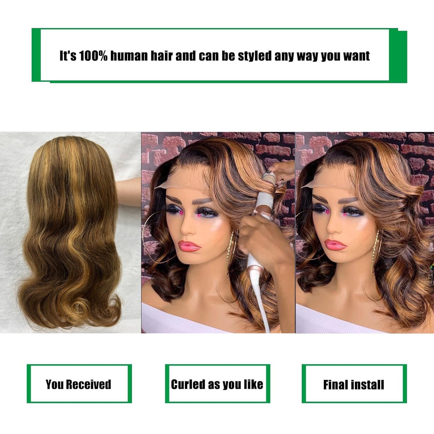 Douyin Honey Blonde Bob Wig Human Hair 16 Inch 13x4 Body Wave 4/27 Highlight Ombre HD Lace Front Wigs Human Hair Pre Plucked Glueless Lace Frontal Bob Wigs for Women