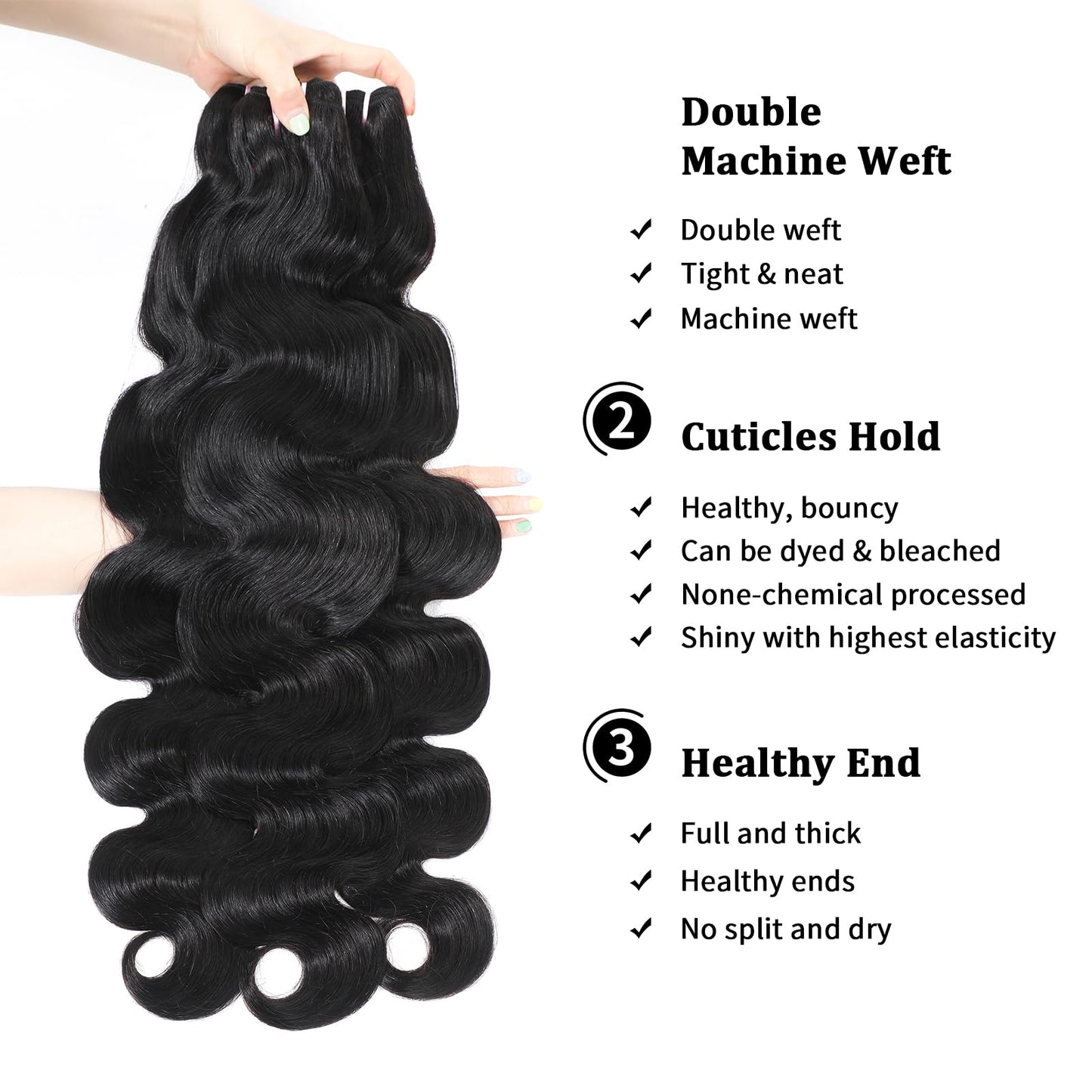 15A Raw Indian Human Hair Bundles Body Wave Bundles Human Hair,Triple Lifespan Virgin Remy Hair,No Tangle Shedding,Keep Texture Silky Soft After Multiple Washes (3 Bundles Natural Black, 26 26 26)