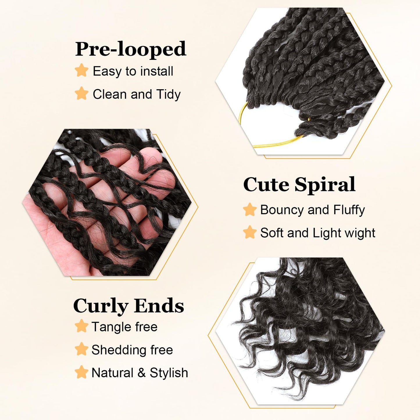 Yewell 9 Packs Goddess Box Braids Crochet Hair Boho Box-Braids With Curly Ends Crochet-Hair For Black Women,12 Inch Pre Looped Bohemian Crochet Box-Braiding(12Inch 9Packs,4)